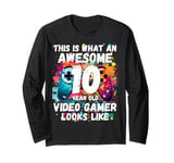 Gaming Vintage 10th Birthday 10 Ten Year Old Boy Girl Gamer Long Sleeve T-Shirt