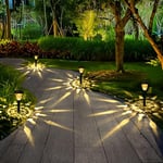 GIGALUMI Solar Lights Outdoor Garden 8 Pack, LED Garden Lights with Great Pattern, Waterproof Auto On/Off Solar Powered Lights for Garden Walkway Driveway Lawn Pathway（Warm White）