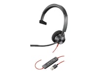 Poly Blackwire 3315-M - Blackwire 3300 Series - Headset - På Örat - Kabelansluten - 3,5 Mm Kontakt, Usb-A - Svart - Certifierad För Microsoft-Teams