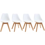 Miliboo - Chaises scandinaves blanc et bois clair massif (lot de 4) pauline