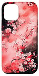 Coque pour iPhone 13 Pro Art Japonais Rose Magenta Rouge Fleurs De Cerisier Nature Art