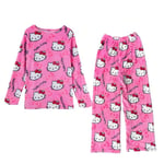 Hello Kitty Pyjamas Dam Set med Tryckta Toppar och Byxor - Sömnkläder, Nattkläder, Loungewear Pink M