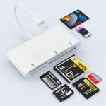 Lecteur de carte SD pour iPhone, lecteur de carte mémoire multi iPhone 5 en 1 pour cartes XD, CF, SD, TF, adaptateur de lecteur de carte mémoire SD pour iPhone 14/14 Pro/14 Pro Max/13/12/iPad