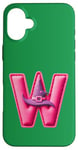 iPhone 16 Plus Pink Letter "W" on a Women Girls Ladies Witches Green Color Case