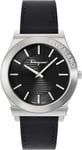 Salvatore Ferragamo SFMP00122 Gancini Gent silver black Leather Men's Watch NEW