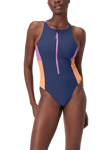 Speedo Zip Colourblock One Piece Swimsuit, Cerulean Blue