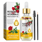 Rose Vitamin E Oil,Rose Vitamin E Hydrating Oil for Skin Anti-Aging Hydration Nurtures,Enhances Skin Elasticity and Radiance, Lightens Skin Spots, Reduces Fine Lines, Scars & Stretch Marks