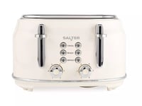 Salter Retro 4-Slice Toaster Wide Slot 6 Levels Defrost Removable Tray Cream