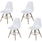 SHOT CASE - Lot de 4 chaises blanc pieds bois - L 47 x P 52 x H 83 cm - OLAF