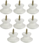 Lot de 8 boutons de tiroir ronds en bois massif en forme de champignon - Boutons de porte d'armoire ronds en bois - Boutons de commode - Mini boutons d'armoire en bois blanc