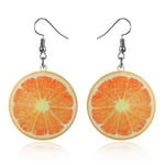 Hängande Silver Örhängen - Hänge i form av Orange Apelsin Skiva Silver