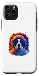 Coque pour iPhone 11 Pro St Bernard Homme Femme Coloré Space Astronaute Saint Bernard