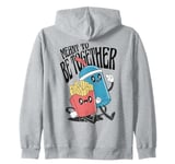 Meant to Be Together Cute Retro Kawaii Cartoon Food Couple Zip Hoodie