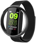Montre intelligente, étanche IP67, montre intelligente Bluetooth, fréquence cardiaque, tensiomètre, mode sport, podomètre, suivi des calories, rose, Noir