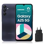 SAMSUNG GALAXY A25, Smartphone Android 5G, 256 Go, Chargeur secteur rapide 25W inclus [Exclusivité Amazon], Smartphone déverrouillé, Bleu nuit, Version FR