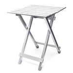 Relaxdays table pliante aluminium table d'appoint jardin camping pliable h x l x p 61 x 49,5 x 47,5 cm jardin balcon terrasse camping vacances, gris argenté