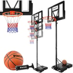 tectake Basketkorg Dirk, höjd 230 - 305 cm, med boll & pump - svart