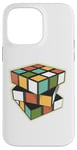 Coque pour iPhone 14 Pro Max Puzzle rétro en forme de cube - Couleurs vives et géométriques