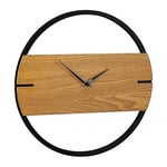 relaxdays Horloge Murale Aspect boisé, Moderne, Analogue, pour la Cuisine, Salon, entrée et Bureau, Ø 30 cm, Marron/Noir