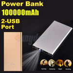 100000mah 2-usb Battery Charger Portable Mobile Power Bank For All Mobile Phone