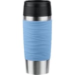 Emsa N20213 Travel Mug Wave Gobelet isotherme 0,36 l | Bouchon à vis confortable | Acier inoxydable | 4 h chaud et froid 8 h | 100% étanche | Passe au lave-vaisselle | Ouverture à 360° | Bleu pastel