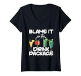 Womens Funny Cruise Sarcastic Cruise Blame It On The Drink Package V-Neck T-Shirt