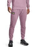 UNDER ARMOUR MEN'S UA RIVAL FLEECE SIGNATURE JOGGERS TRACK PANTS PINK GYM BNWT