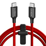 Magix USB C to USB C 60W Braided Charging Cable 2M Red, USB-C PD Power Delivery Fast Charge, 480MB/s Data Transfer Speed. For Macbook Pro/Air, iPad Pro 2021/Air 5, Galaxy S23/S22 Ultra, etc