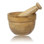 Handmade Indian Mango Wood Mortar and Pestle Set Natural Rustic Style Herb Spice Grinder Masala Mixer Manual Kharal Mashing Bowl Seasonings Pill Crusher Kitchen Utensils Housewarming Gift Ideas