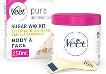 Veet Sugar Wax Kit, Vanilla, 250ml, Hot Wax, Sugar Wax Hair Removal Kit, Warm W