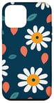 iPhone 12 mini Navy Blue Backdrop with Cheerful Daisies Case