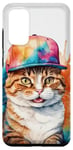 Coque pour Galaxy S20 Chat Casquette Snapback Colorée Drôle Animaux Motif Imprimé