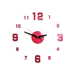 Oppal 3D Bricolage Chiffres Romains Acrylique Miroir Autocollant Mural Horloge décor à la Maison Stickers muraux, Horloge pour Le Jour de Pâques (Rouge)