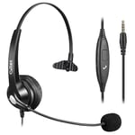 Callez 3.5mm Jack Headset with Microphone Noise Cancelling for Mobile Phone Laptop PC, Corded Computer Headphone for iPhone Samsung Zoom Home Office Work Classroom, In-line Control, Clear Chat