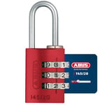 ABUS Combination Lock 145/20 red - Luggage Lock, Locker Lock and Much More. - Aluminium Padlock - Individually Adjustable Numerical Code - ABUS Security Level 3