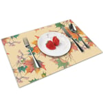 Set de table Motif Maple de crayon de couleur sur fond jaune napperons douce et lavable Pliable salle à manger napperon Kitchen Table Mats Set de coloration résistant de 4 personnalisé set de table pl