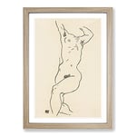 Big Box Art Study of A Naked Woman Vol.2 by Egon Schiele Framed Wall Art Picture Print Ready to Hang, Oak A2 (62 x 45 cm)