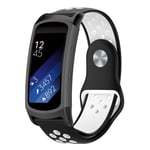 Samsung Gear Fit2 Pro kaksivärinen pehmeä silikoni kellon ranneke hihna - Musta / Valkoinen Monivärinen