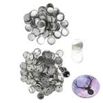 100 Set Blank Knappar Badge-delar Rund Form Rostskydd Lätt att Skriva ut Knappnåls-set för Knapptillverkningsmaskin 32mm/1.3in