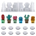 Rolin Roly Moule Époxy Cactus Moule Mini Plantes en Pot Moules en Silicone Cactus 3D avec 10Aimants pour Artisanat Décoration Fournitures DIY Réfrigérateur Ornements (Fridge Magnet Mold)