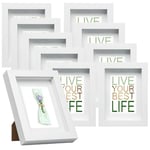 EUGAD Lot de 10 Cadre Photo en Bois 20x25cm, Style 3D Cadre de Boîte d'Ombre Profonde pour Objets jusqu'à 1,5cm, Galerie Photos Décoration Murale avec Passe-Partout vitre en Verre, Blanc