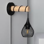 Ledkia - Lampe Murale Bois et Métal Monah Noir