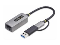 Startech.Com Usb-C To Ethernet Adapter W/Usb-A Adapter, Realtek Rtl8153b - Nätverksadapter - Usb-C 3.2 Gen 1 - Gigabit Ethernet - Rymdgrå