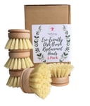 TheEcoWay Eco-Friendly Dish Brush Replacement Heads - 5 Pieces Natural Sisal Hemp and Beech Wood Scrubbing Brushes