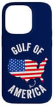 Coque pour iPhone 14 Pro Golfe des États-Unis Amérique Carte drôle Golfe du Mexique Drapeau USA 4 juillet