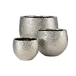 Boltze 5339700 Lajos Lot de 3 Pots de Fleurs, Design élégant, diamètre 24 cm, 13 cm, 17 cm, Cache-Pot pour Plantes d'intérieur Argenté