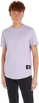 Calvin Klein Jeans Homme T-Shirt Manches Courtes Badge Turn Up Sleeve Encolure Ronde, Violet (Pastel Lilac), XS