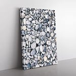 Big Box Art Pebbles Painting Canvas Wall Art Print Ready to Hang Picture, 76 x 50 cm (30 x 20 Inch), Grey, White, Grey, Black