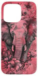 iPhone 15 Pro Max Pink Elephant Flowers Case