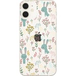 Coque Iphone 12 MINI lapin fleur transparente